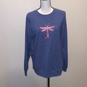 Blue dragonfly Faith pullover sweatshirt